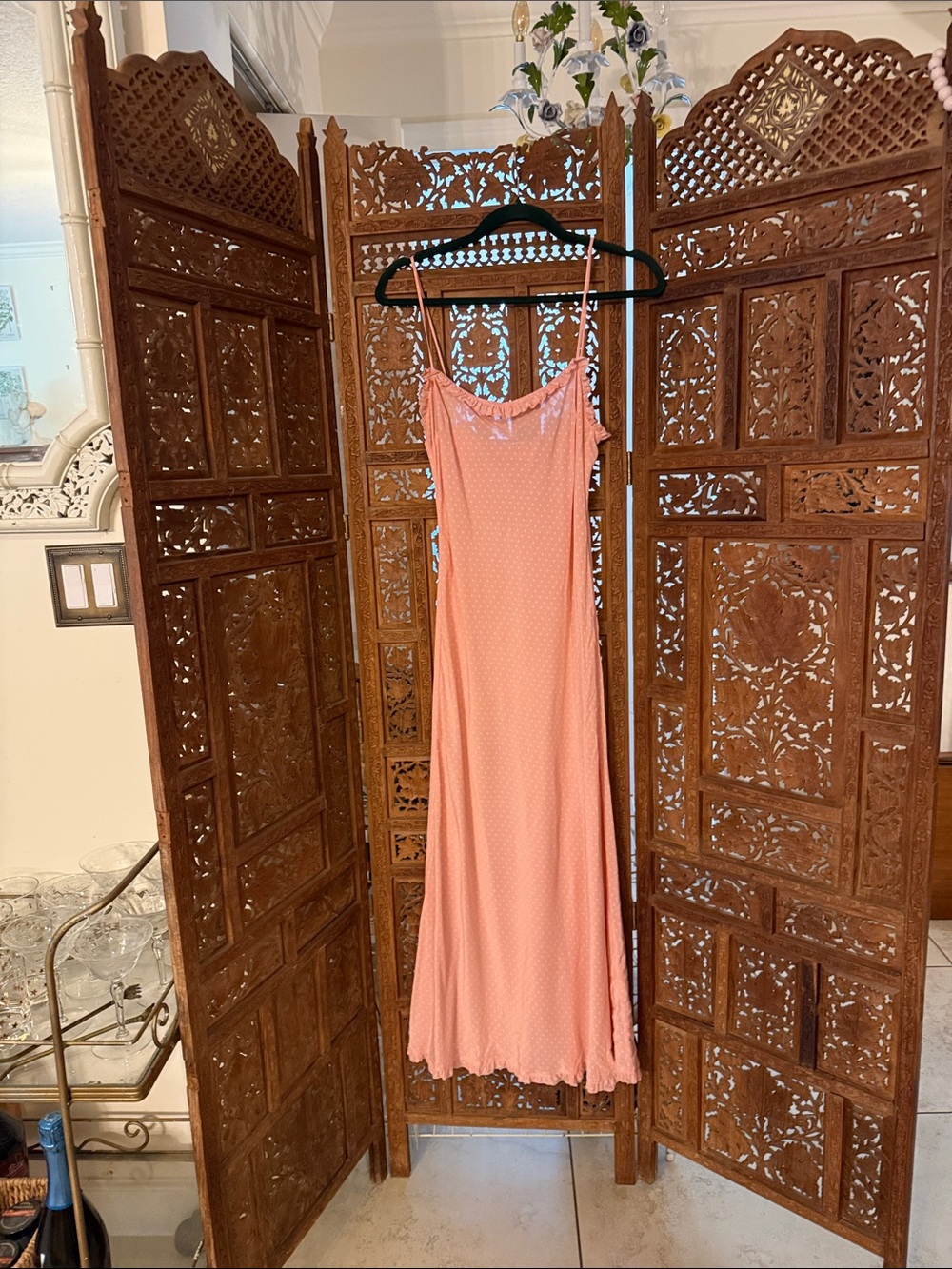 Doen Pink Polka-Dot Slip dress- silk- NWOT